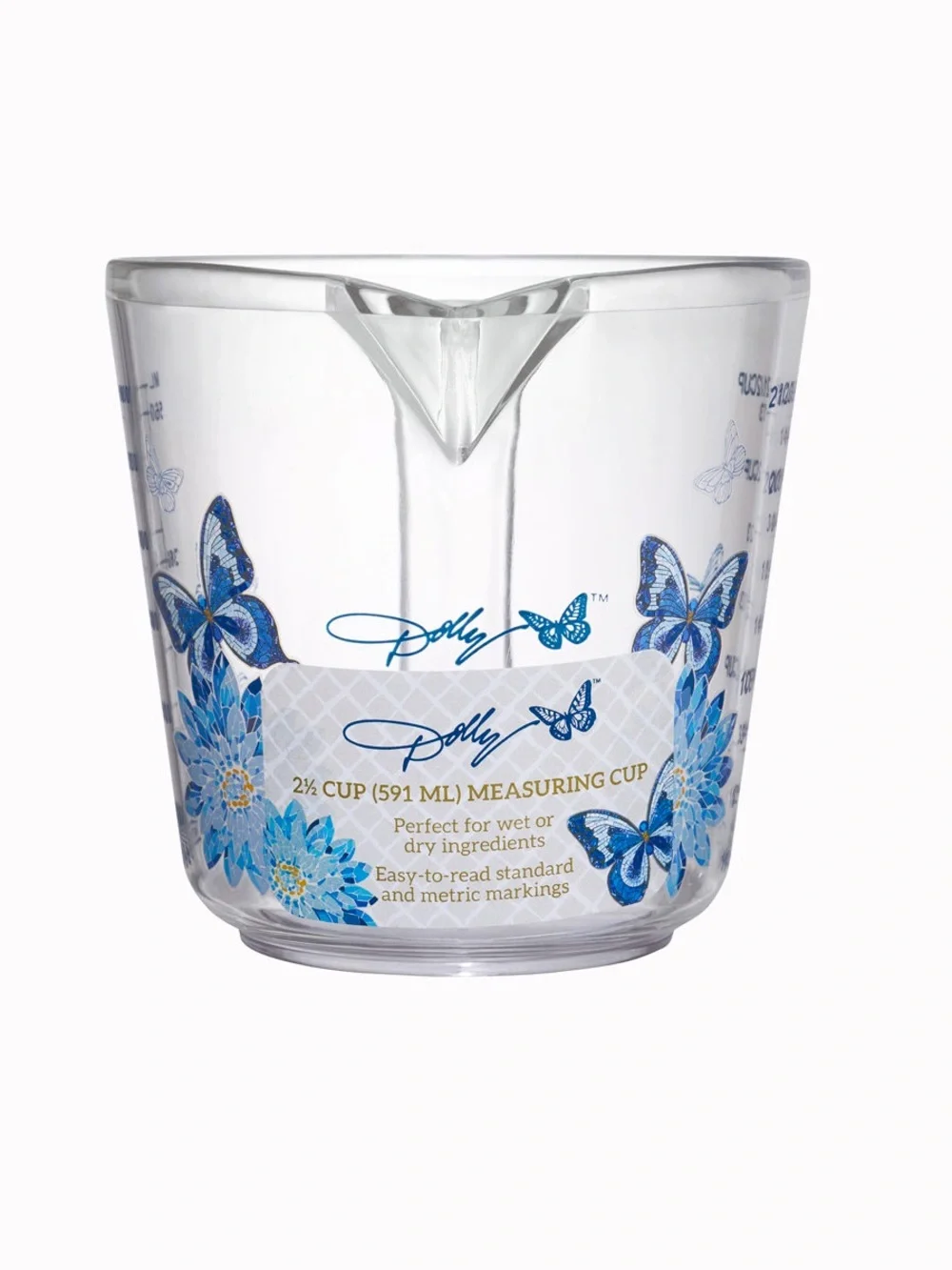 Dolly Parton Floral Glass Measuring Cup & Salt and Pepper Shaker Set NWT